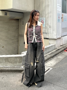 「RAY CASSIN（レイカズン）のアイテム（パンツ）」を使った、asamiさん（レディース・152cm）の夏コーディネート