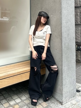 「RAY CASSIN（レイカズン）のアイテム（パンツ）」を使った、asamiさん（レディース・152cm）の夏コーディネート
