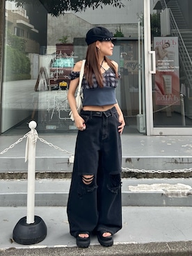 「RAY CASSIN（レイカズン）のアイテム（パンツ）」を使った、asamiさん（レディース・152cm）の夏コーディネート