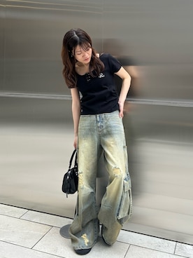 「RAY CASSIN（レイカズン）のアイテム（パンツ）」を使った、asamiさん（レディース・152cm）の春コーディネート