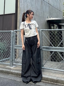 「RAY CASSIN（レイカズン）のアイテム（パンツ）」を使った、asamiさん（レディース・152cm）の夏コーディネート