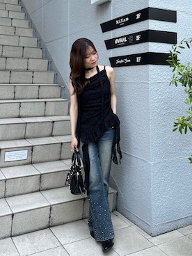 「RAY CASSIN（レイカズン）のアイテム（パンツ）」を使った、asamiさん（レディース・152cm）の春コーディネート