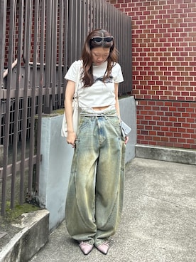 「RAY CASSIN（レイカズン）のアイテム（パンツ）」を使った、asamiさん（レディース・152cm）の夏コーディネート