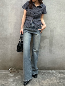 「RAY CASSIN（レイカズン）のアイテム（パンツ）」を使った、asamiさん（レディース・152cm）の春コーディネート