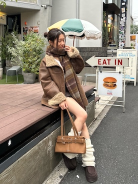 「アイテム（レッグウォーマー）」を使った、asamiさん（レディース・152cm）の秋コーディネート