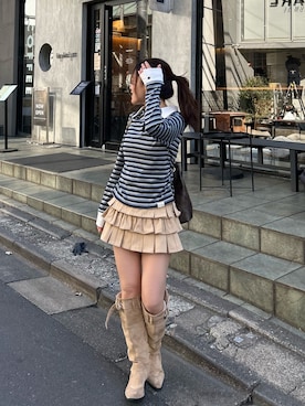 「RAY CASSIN（レイカズン）のアイテム（トップス）」を使った、asamiさん（レディース・152cm）の春コーディネート