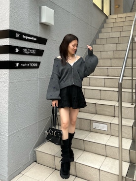 「アイテム（レッグウォーマー）」を使った、asamiさん（レディース・152cm）の秋コーディネート