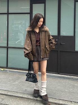 「アイテム（レッグウォーマー）」を使った、asamiさん（レディース・152cm）の秋コーディネート
