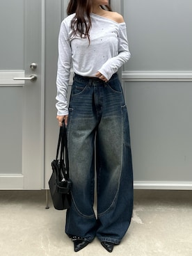 「RAY CASSIN（レイカズン）のアイテム（トップス）」を使った、asamiさん（レディース・152cm）の春コーディネート