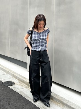 「RAY CASSIN（レイカズン）のアイテム（パンツ）」を使った、asamiさん（レディース・152cm）の春コーディネート