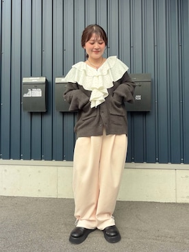 「アイテム（スウェットパンツ、ピンク系）」を使った、ayanoooy310さん（レディース・158cm）の秋コーディネート
