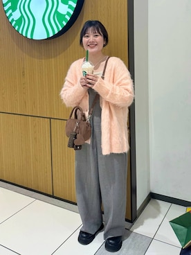 「LOWRYS FARM（ローリーズファーム）のシャギーロングＶカーディガン　595935（カーディガン/ボレロ）」を使った、ayanoooy310さん（レディース・158cm）の秋コーディネート