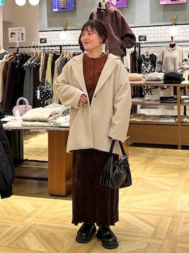 「アイテム（その他アウター、ホワイト系）」を使った、ayanoooy310さん（レディース・158cm）の秋コーディネート