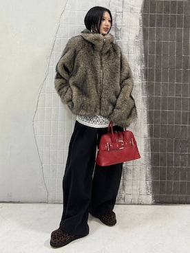 「JEANASIS（ジーナシス）のアイテム（パンツ）」を使った、amnc117さん（レディース・153cm）の冬コーディネート