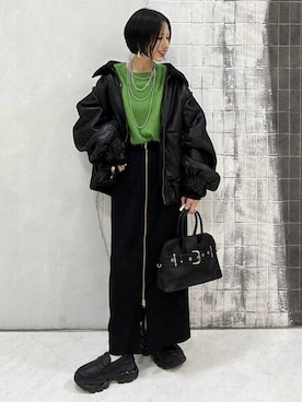 「アイテム（ボストンバッグ）」を使った、amnc117さん（レディース・153cm・20代）の秋コーディネート