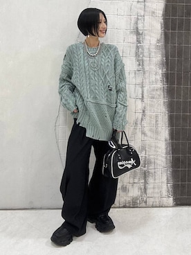 「アイテム（ネックレス、グレー系）」を使った、amnc117さん（レディース・153cm）の秋コーディネート