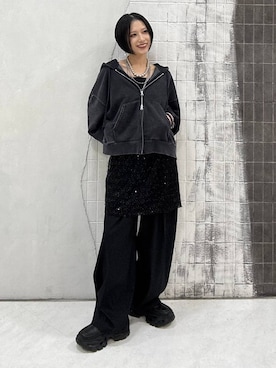 「JEANASIS（ジーナシス）のアイテム（パーカー）」を使った、amnc117さん（レディース・153cm）の秋コーディネート