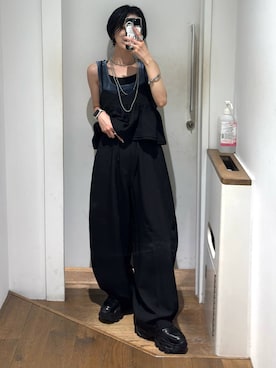 「アイテム（タンクトップ、ブルー系）」を使った、amnc117さん（レディース・153cm）の夏コーディネート