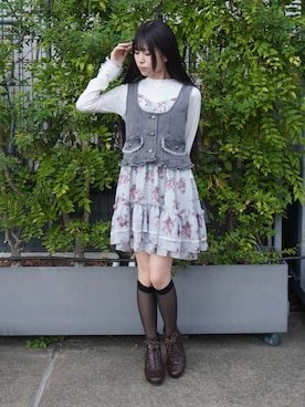 「アイテム（チュニック）」を使った、わたりりさん（レディース・158cm）の秋コーディネート