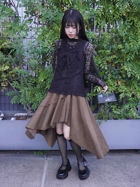 「アイテム（キャミソール）」を使った、わたりりさん（レディース・158cm）の秋コーディネート