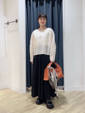 「アイテム（ストール/ショール）」を使った、Sayuriさん（レディース・150cm）の秋コーディネート