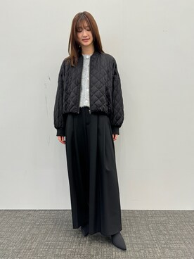 「ラメニット」｜「アイテム（ブルゾン）」を使った、arakiさん（レディース・165cm）の冬コーディネート