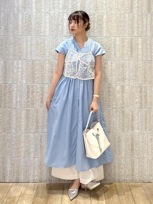 セール】シャーリングデザインワンピース【WEB限定サイズ