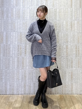 「ロング」｜「アイテム（Tシャツ/カットソー）」を使った、あおいさん（レディース・158cm）の冬コーディネート