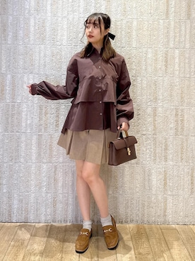 「アイテム（バレッタ/ヘアクリップ）」を使った、あおいさん（レディース・158cm）の秋コーディネート