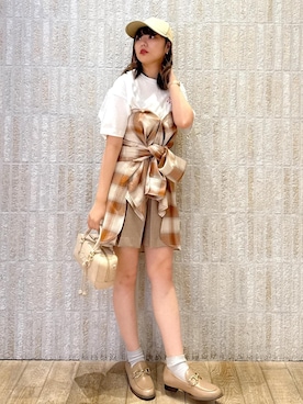 「Coca Cola（コカコーラ）のアイテム」を使った、あおいさん（レディース・158cm）の夏コーディネート