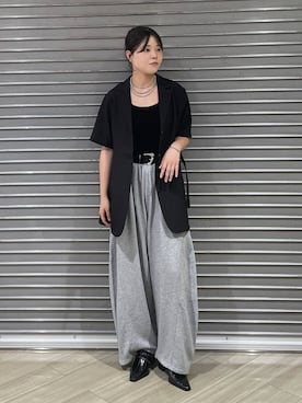 「PAGEBOY（ページボーイ）のヴィンテージバックルベルト2（ベルト、ブラック系）」を使った、megumiさん（レディース・170cm）の夏コーディネート