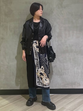 「アイテム（ストール/ショール）」を使った、megumiさん（レディース・170cm）の秋コーディネート