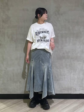 「PAGEBOY（ページボーイ）のレースアップソックスブーツ（ブーツ、ブラック系）」を使った、megumiさん（レディース・170cm）の夏コーディネート