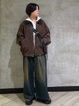 「PAGEBOY（ページボーイ）のレースアップソックスブーツ 【3サイズ展開・軽量】（ブーツ）」を使った、megumiさん（レディース・170cm・10代）の秋コーディネート