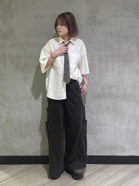「PAGEBOY（ページボーイ）のレースアップソックスブーツ 【3サイズ展開・軽量】（ブーツ、ブラウン系）」を使った、megumiさん（レディース・170cm）の春コーディネート
