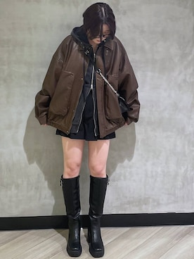 「アイテム（ブルゾン）」を使った、megumiさん（レディース・170cm）の秋コーディネート