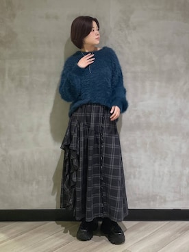 「PAGEBOY（ページボーイ）のラインフリンジティアードスカート/フリルスカート【ウエストゴム・ストレスフリー】（スカート）」を使った、megumiさん（レディース・170cm）の秋コーディネート