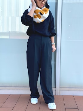 「ネコ」｜「アイテム（スウェット）」を使った、nissen staffさん（レディース・157cm）の秋コーディネート