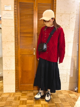 「サマンサ モスモス(Samansa Mos2)」｜「アイテム（キャップ）」を使った、柚さん（レディース・163cm）の秋コーディネート