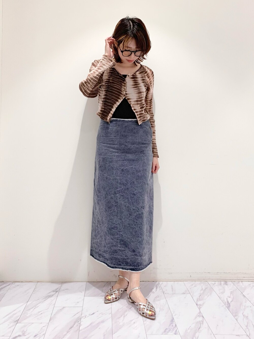 専用　完売品　BACCA タイダイコットン ショートカーディガン ブラウン　茶 美品！ 完売品 BACCA タイダイコットン ショートカーディガン