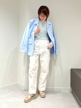「HIMIKO（ヒミコ）の【HIMIKO】【WEB限定】ナローストラップサンダル/651250（サンダル、グレー系）」を使った、Maaachi_HIMIKOさん（レディース・160cm）の春コーディネート