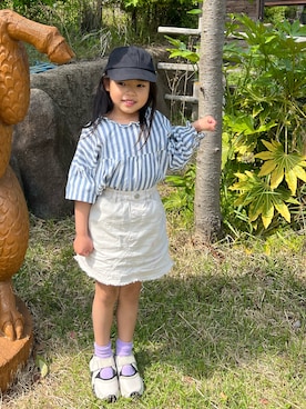 「MAKE YOUR DAY（メイクユアデイ）のアイテム（スカート）」を使った、RIKOさん（キッズ・110cm）の夏コーディネート