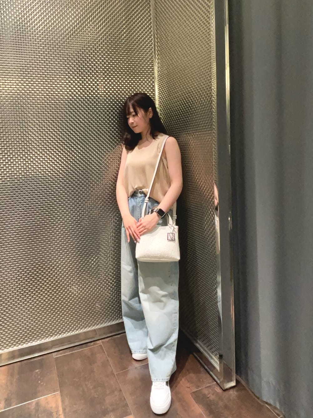 ニット セーター 「A|X アルマーニ エクスチェンジ」シアーバック　メタリックニットノースリーブトップス レディース ARMANI EXCHANGE ニット セーター 「A|X アルマーニ