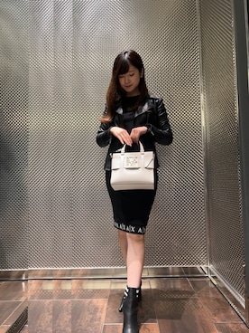 「armaniexchange」｜「アイテム（ライダースジャケット）」を使った、Kaoさん（レディース・157cm）の夏コーディネート