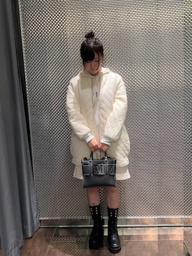 「ブラック×ホワイト」｜「アイテム（ブルゾン）」を使った、Kaoさん（レディース・157cm）の秋コーディネート