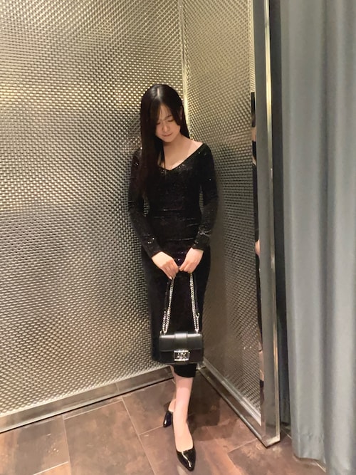 【美品】アルマーニエクスチェンジ　ベロア　ロングドレス　フォーマル　黒 undefined