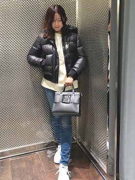 「ARMANI EXCHANGE（アルマーニエクスチェンジ）のアイテム（ダウンジャケット/コート）」を使った、Kaoさん（レディース・157cm）の冬コーディネート