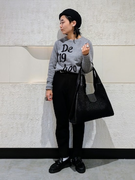 「HIROKO HAYASHI（ヒロコハヤシ）のAIDA（アイーダ）ショルダーバッグL（ショルダーバッグ、ブラック系）」を使った、MTさん（レディース・153cm）の秋コーディネート