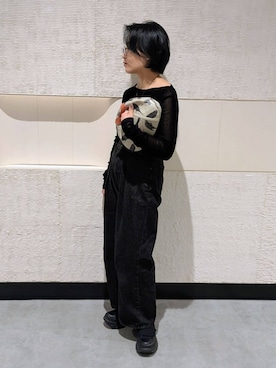 「HIROKO HAYASHI（ヒロコハヤシ）のMERLO（メルロ）クロワッサンバッグ（ハンドバッグ、オレンジ系）」を使った、MTさん（レディース・153cm）の春コーディネート