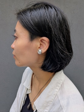 「HIROKO HAYASHI（ヒロコハヤシ）のPEPE DOLCE（ぺぺ ドルチェ）イヤーカフ（イヤリング、シルバー系）」を使った、MTさん（レディース・153cm）の春コーディネート